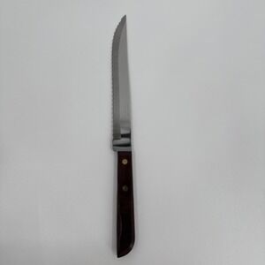 Washington Forge Stainless‎ USA 13" Knife 8" Blade Serrated EUC Vintage Wood